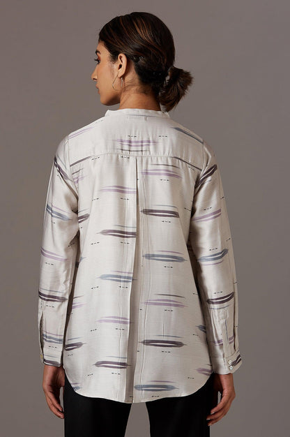 Ecru Mandarin Collar Shirt - wforwoman