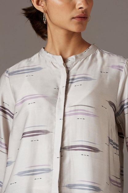 Ecru Mandarin Collar Shirt - wforwoman