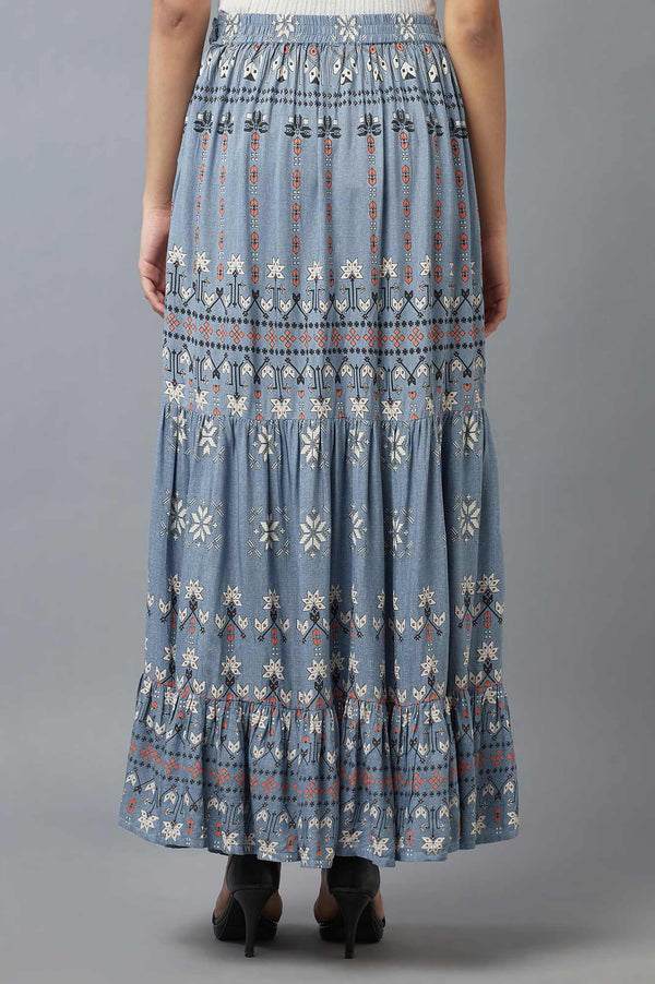 Chambray Blue Tiered Skirt