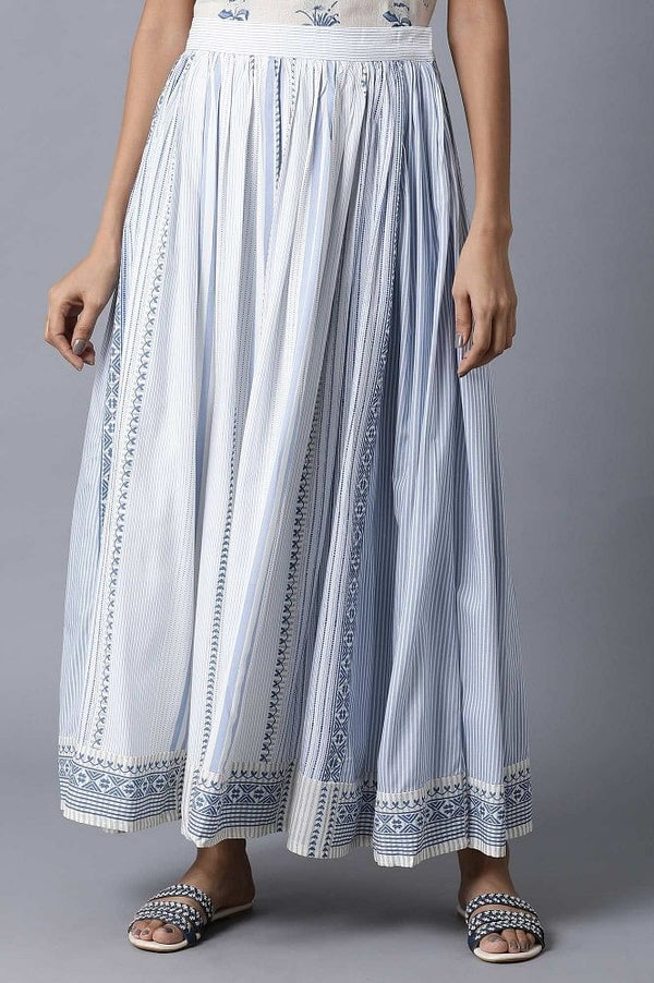 Ecru and Blue Mix-Match Skirt