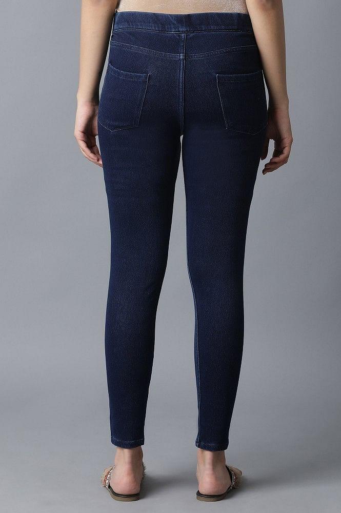 Navy Blue Casual Jeggings - wforwoman