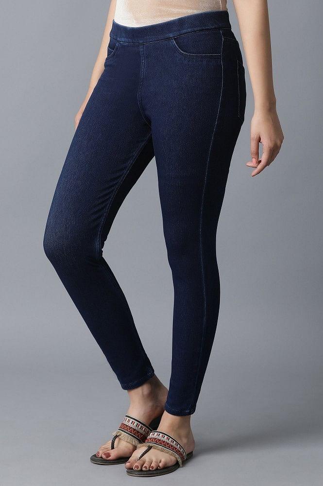 Navy Blue Casual Jeggings - wforwoman