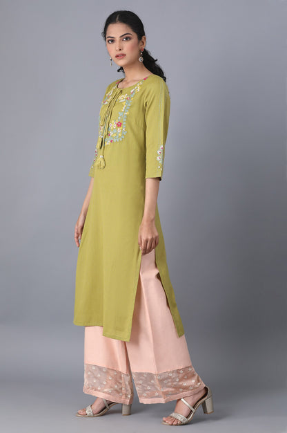 Blush Solid Cotton Flax Parallel Pants