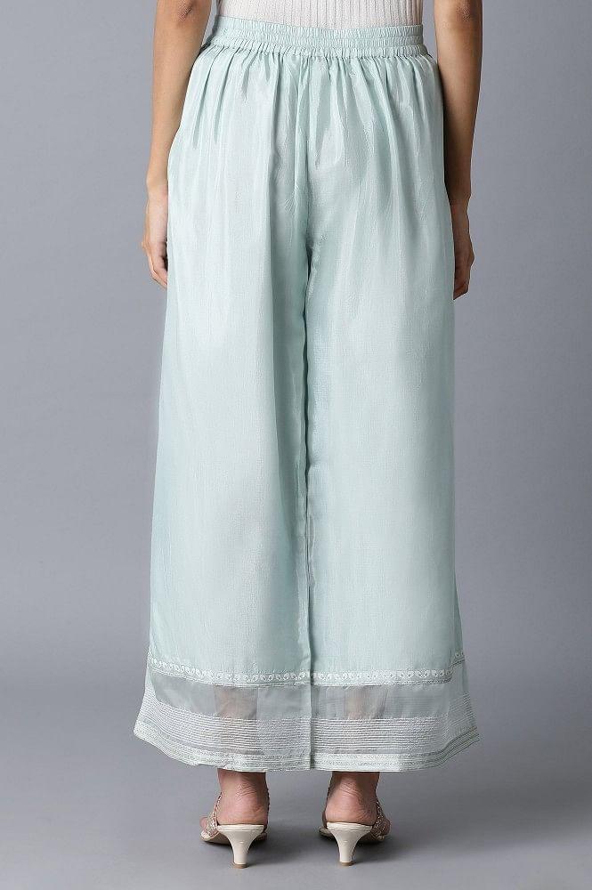 Sky Blue Shantung Parallel Pants - wforwoman