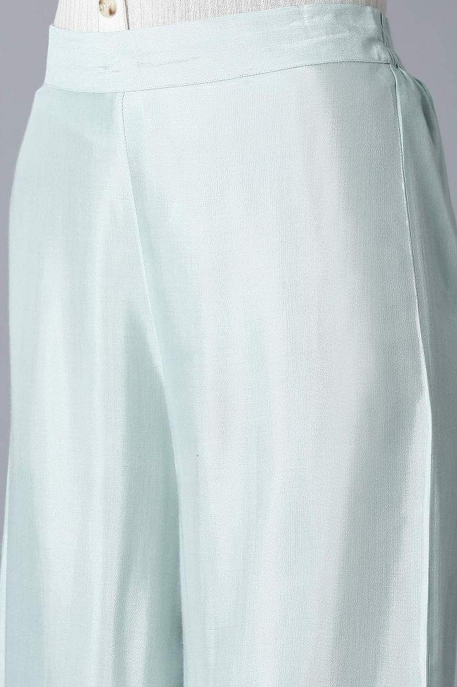 Sky Blue Shantung Parallel Pants - wforwoman