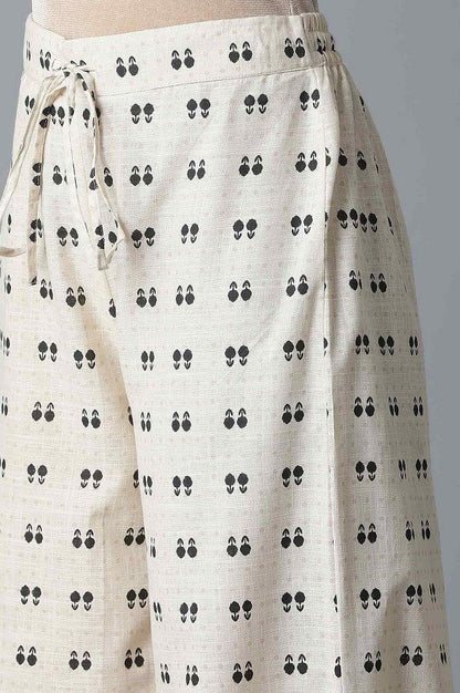 Ecru Ikkat Printed Carrot Pants - wforwoman