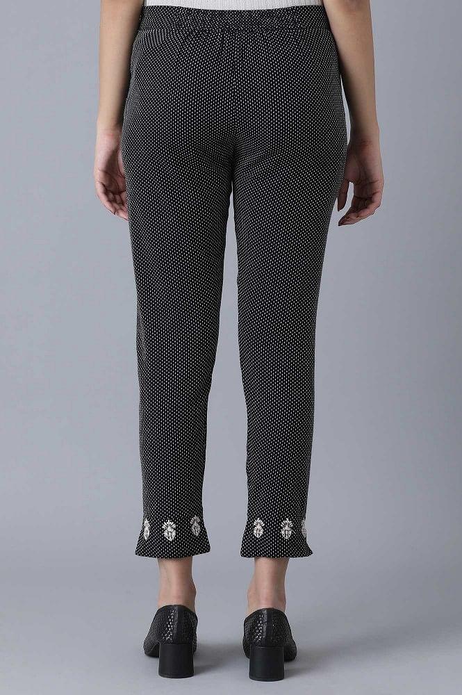 Black Yarn Dyed Slim Pants - wforwoman