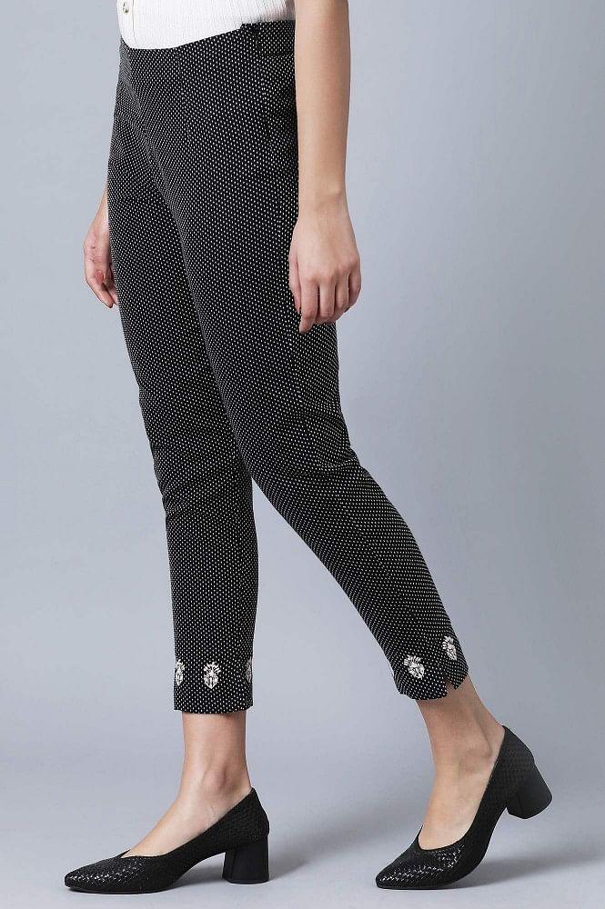 Black Yarn Dyed Slim Pants - wforwoman
