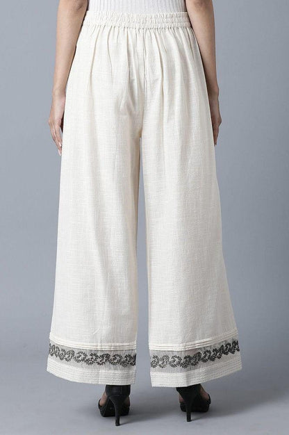 Ecru Slub Parallel Pants - wforwoman