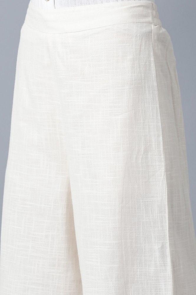 Ecru Slub Parallel Pants - wforwoman