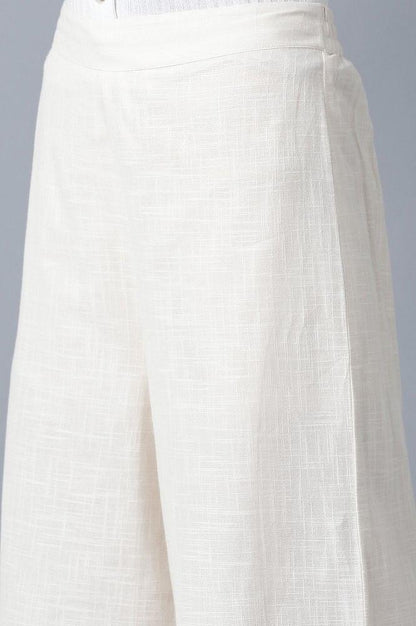 Ecru Slub Parallel Pants - wforwoman