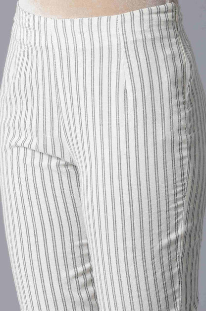 Ecru Striped Slim Pants - wforwoman