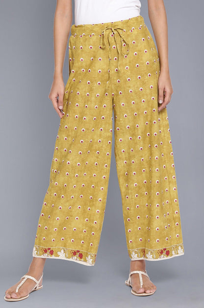 Celery Green Polka Print Parallel Pants - wforwoman