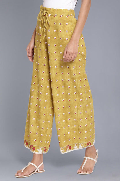 Celery Green Polka Print Parallel Pants - wforwoman