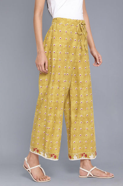 Celery Green Polka Print Parallel Pants - wforwoman