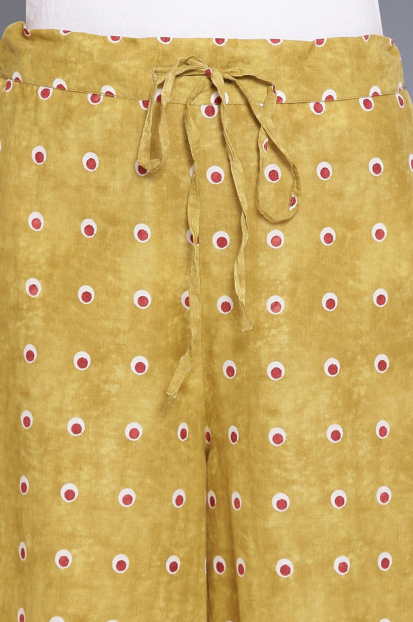 Celery Green Polka Print Parallel Pants - wforwoman