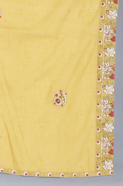 Yellow Green Embroidered Drape