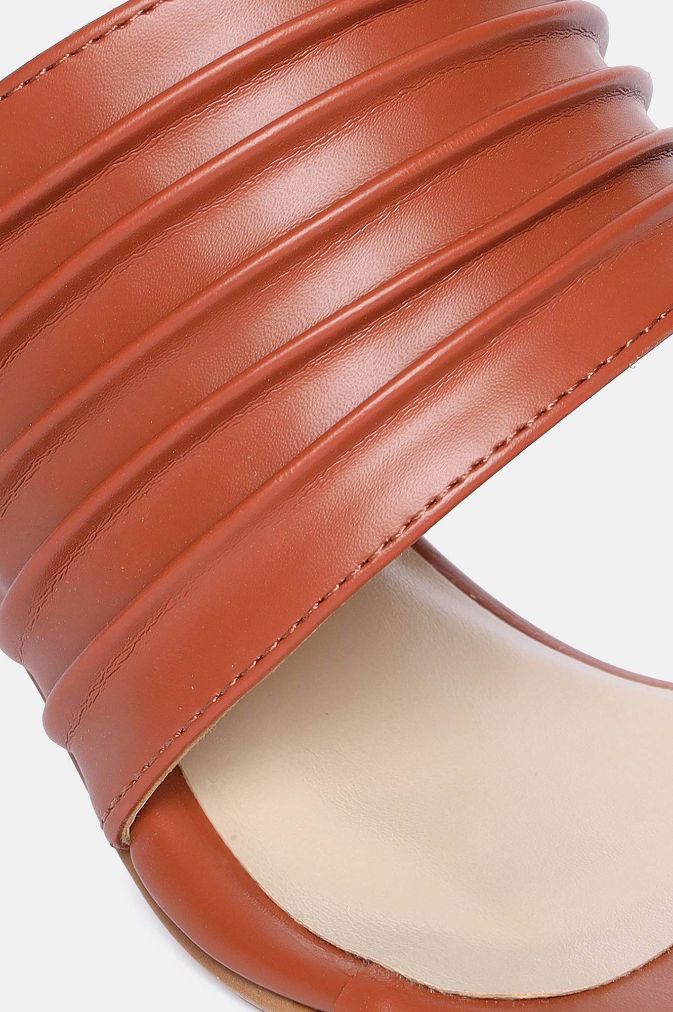 Tan Solid Round Toe Kitten Heel-Wkeira