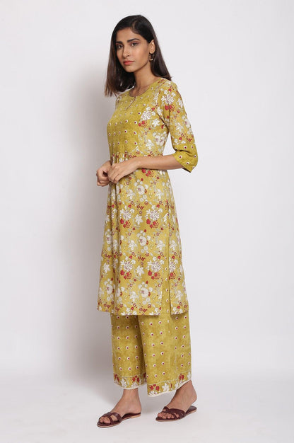 Celery Green kurta-Parallel Pants Set - wforwoman