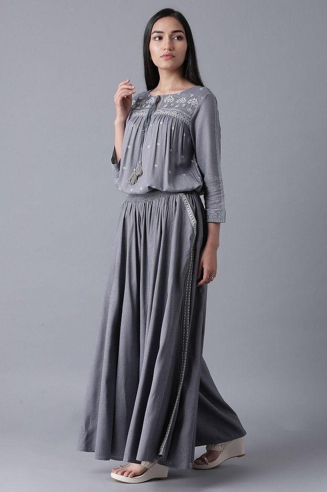 Blue Top-Paralle Pants Set - wforwoman