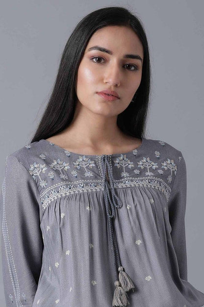 Blue Top-Paralle Pants Set - wforwoman