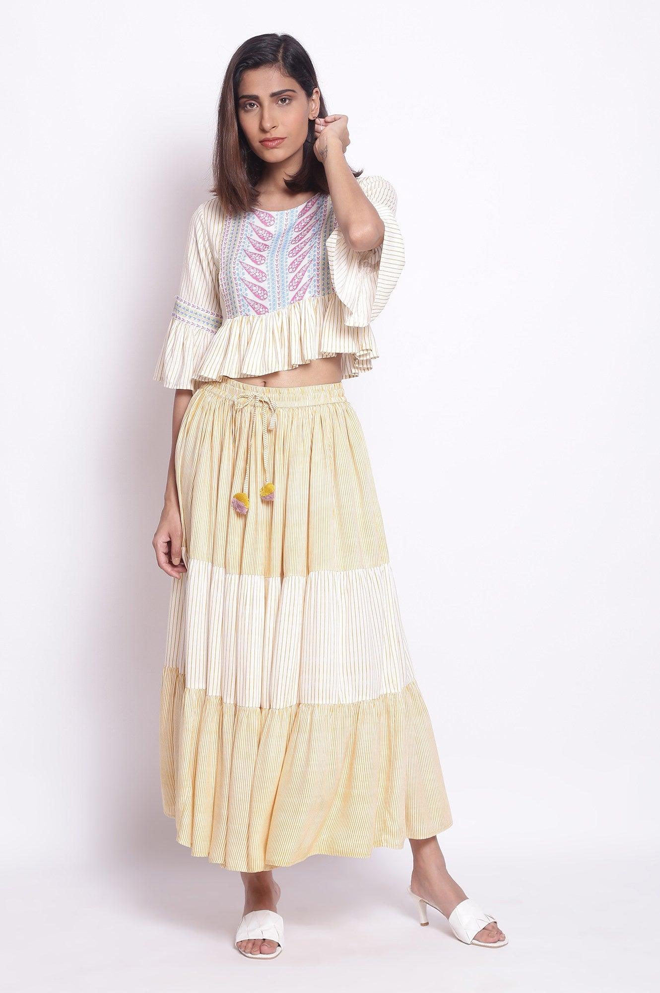 Bright Yellow Boho Top- Tiered Skirt - wforwoman