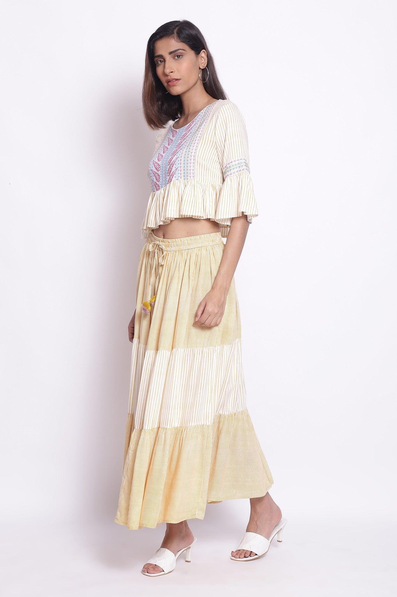 Bright Yellow Boho Top- Tiered Skirt - wforwoman