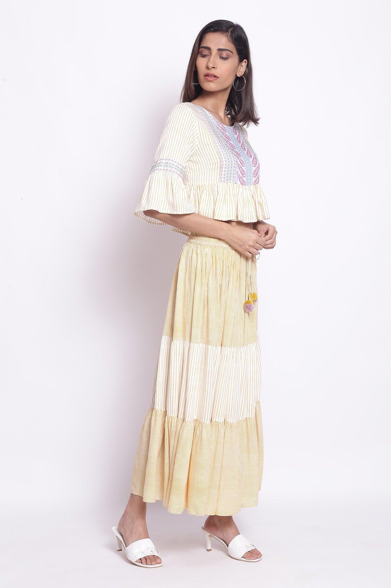 Bright Yellow Boho Top- Tiered Skirt - wforwoman