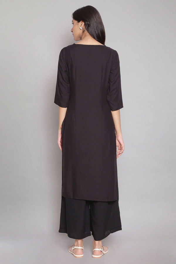 Black Geometric Printed kurta With Parallel Pants