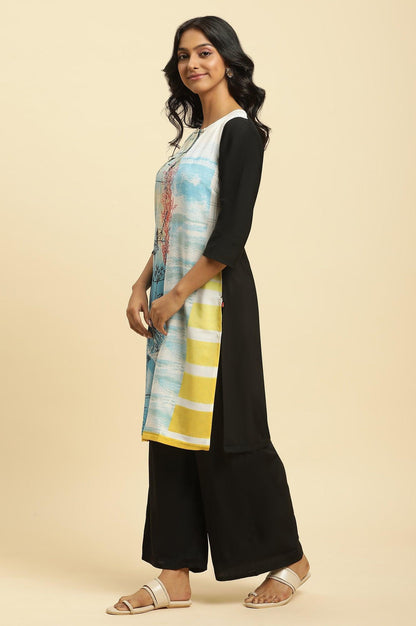 Multi-Coloured Dobby Kurta-Parallel Pants Set - wforwoman