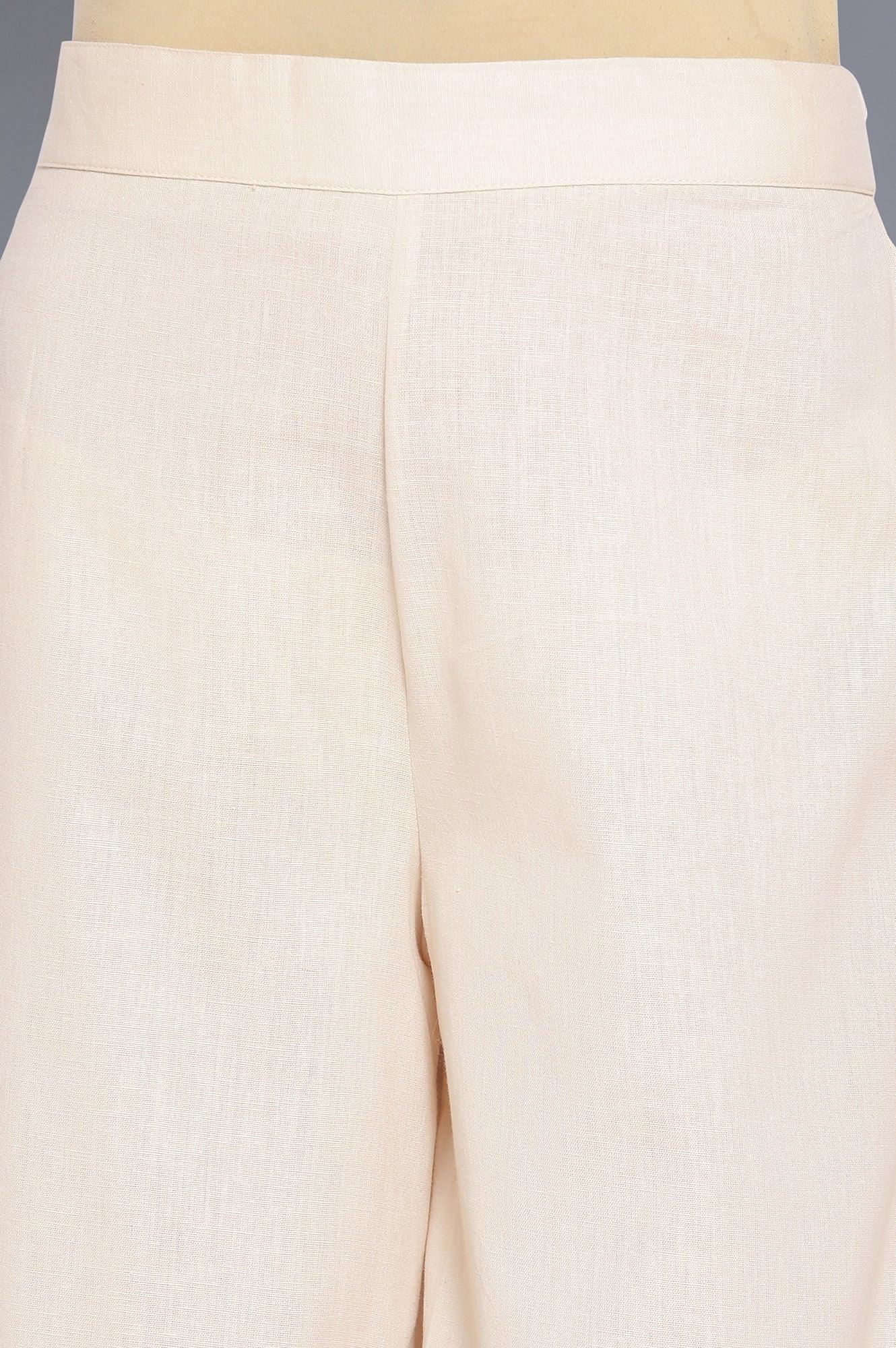 Beige Geometric Print kurta-Parallel Pants - wforwoman