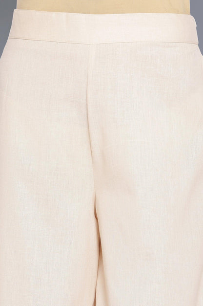 Beige Geometric Print kurta-Parallel Pants - wforwoman