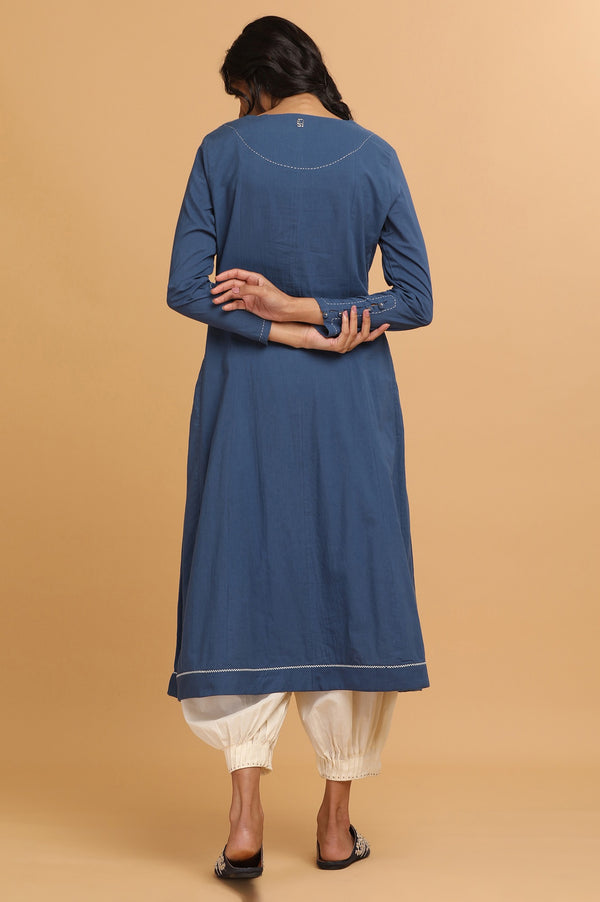 Indigo Flared Cotton kurta