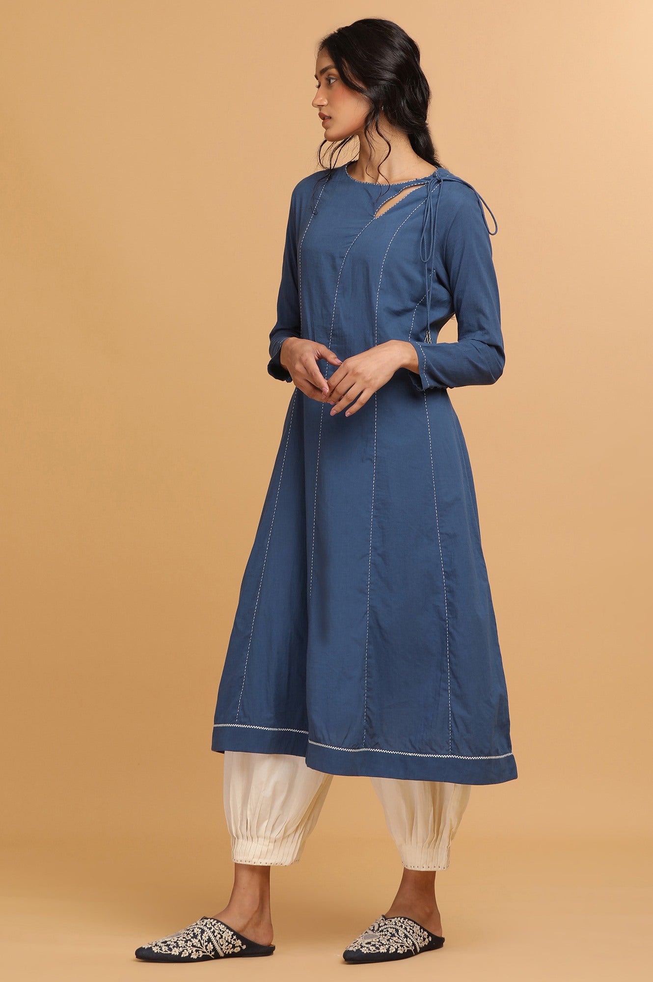 Indigo Flared Cotton kurta