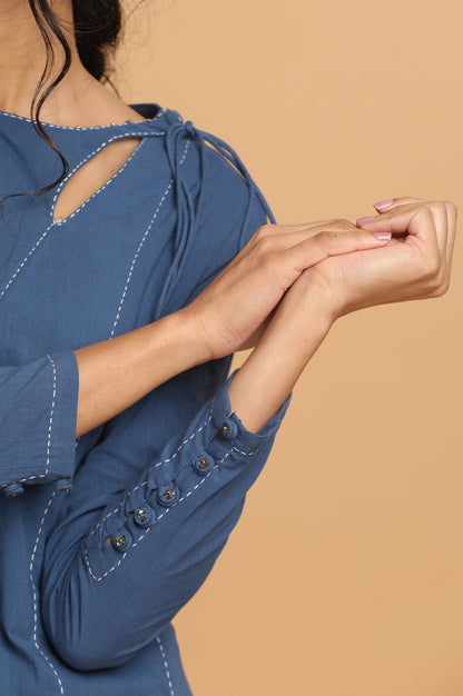 Indigo Flared Cotton kurta