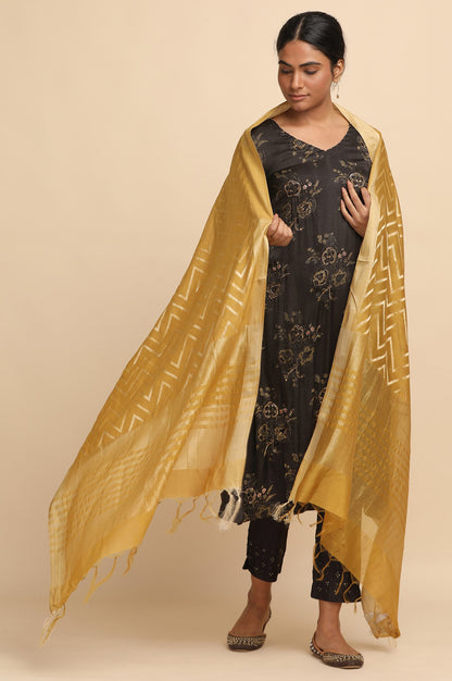 Dark Grey Ajrakh Print kurta in Modal Satin