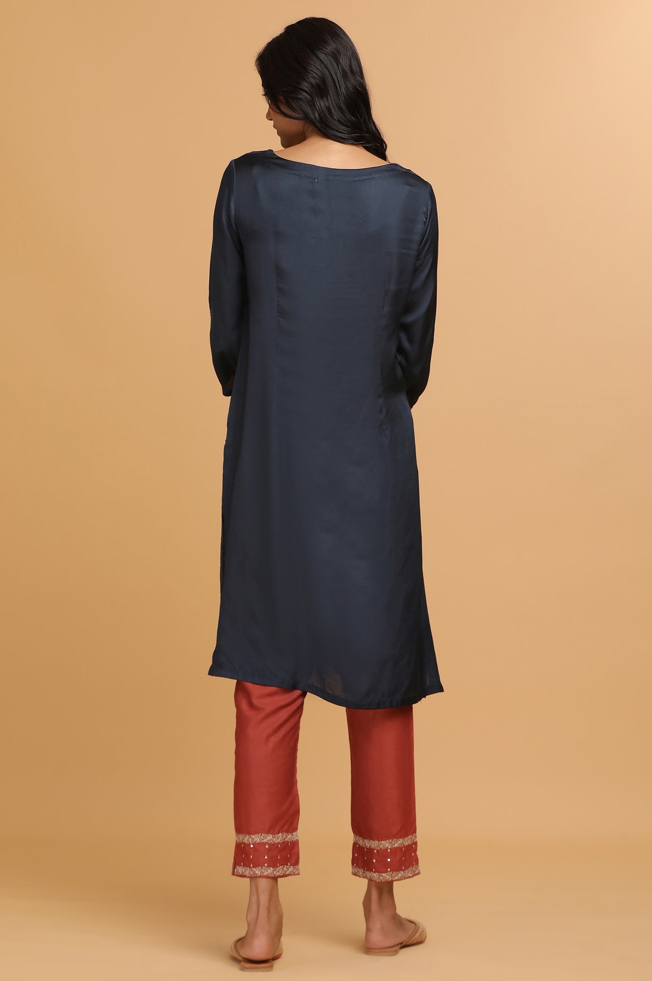 Dark Blue Modal Satin Sequin kurta