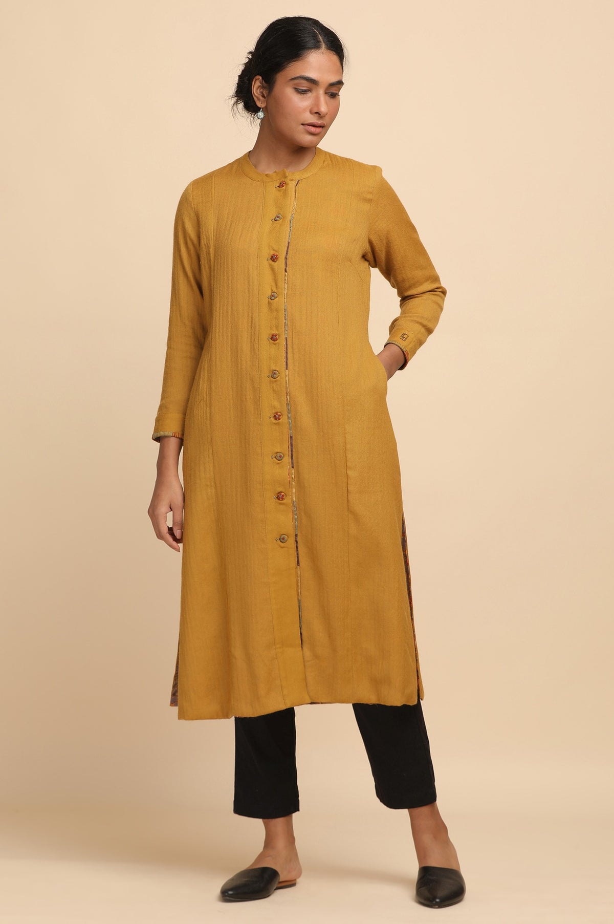 Mustard Woollen Reversible Jacket - XS