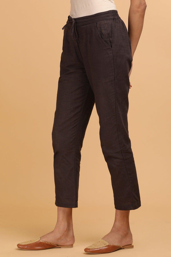 Folksong By W Dark Brown Solid Straight Pants
