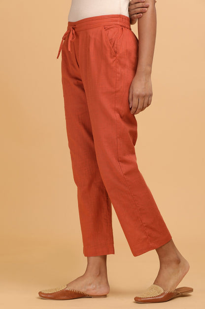 Rust Solid Straight Pants
