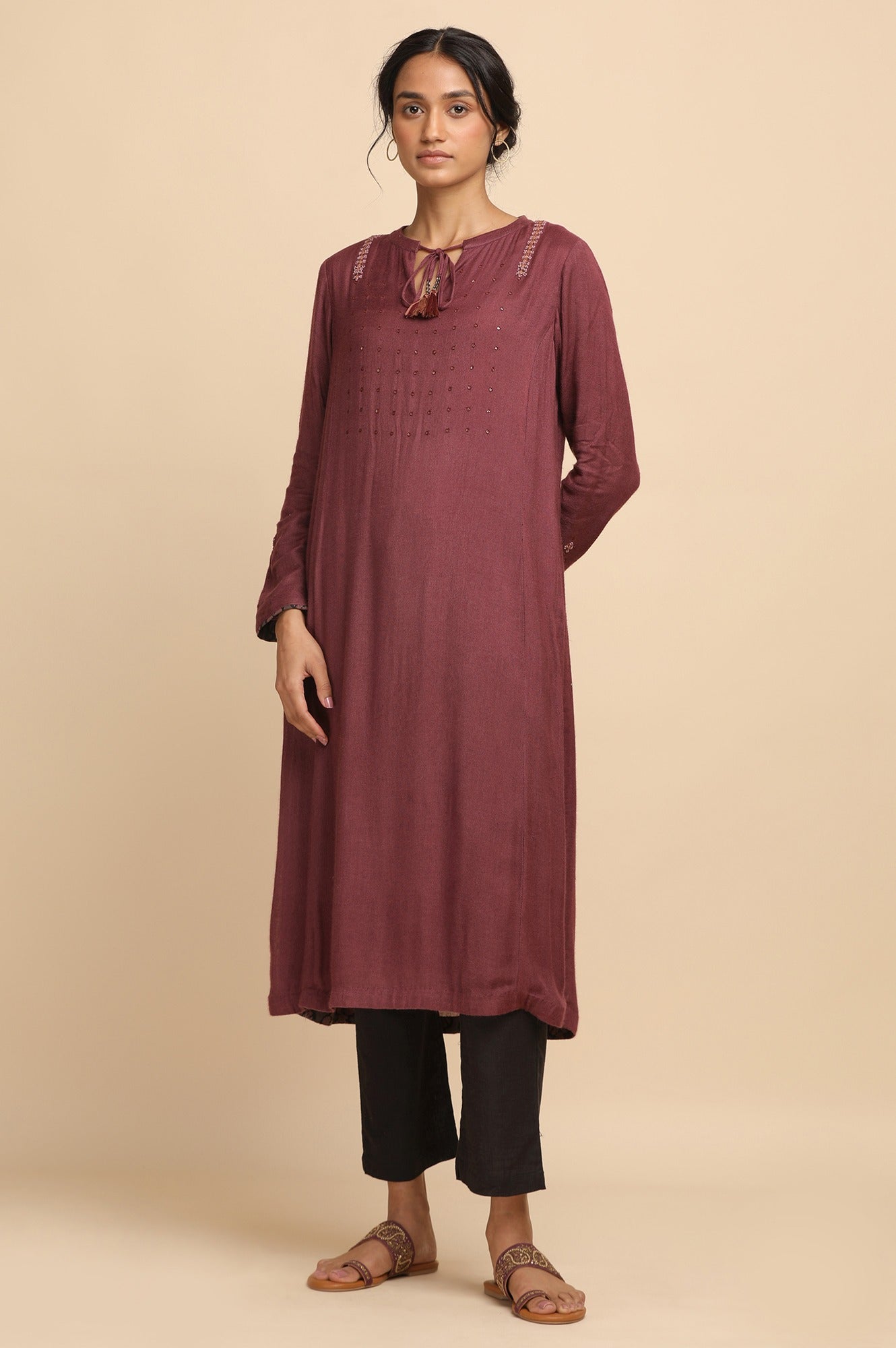 Black Solid Straight Pants