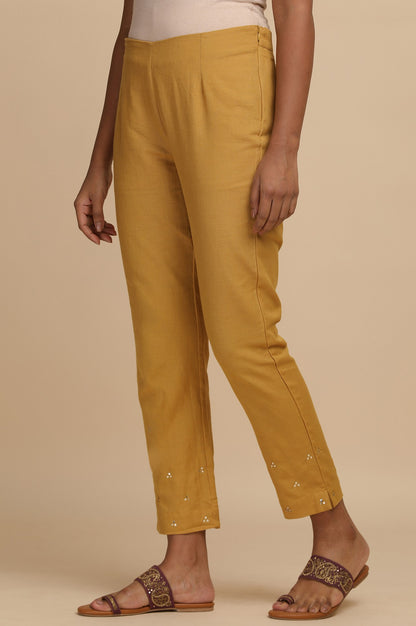 Mustard Solid Slim Pants