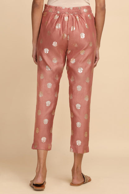 Dusty Pink Jacquard Slim Pants
