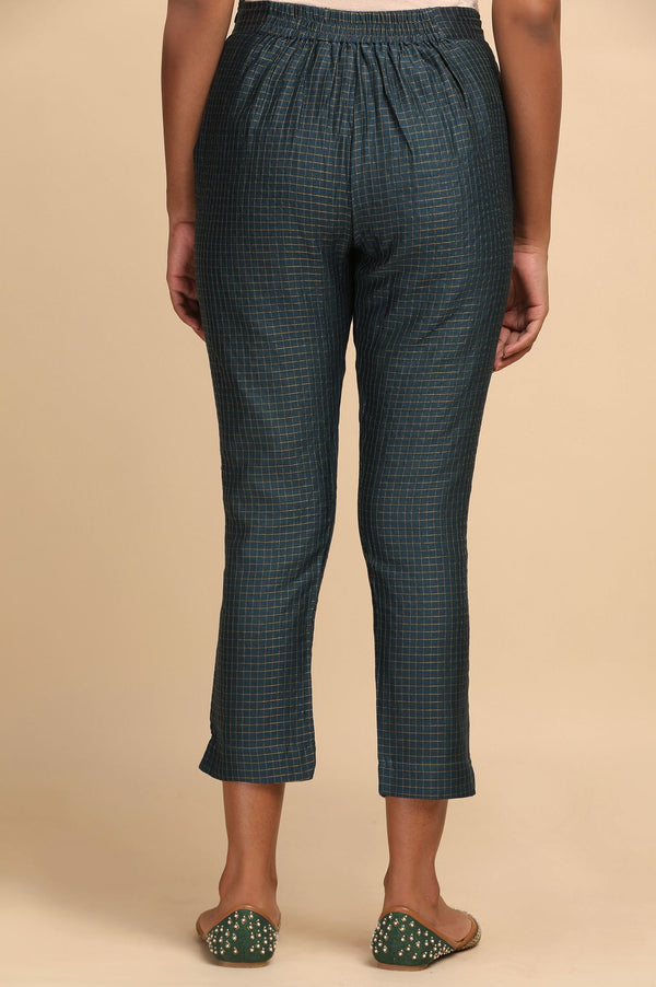 Blue Checks Jacquard Slim Pants