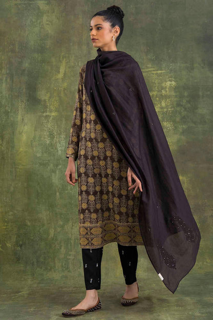 Dark Brown Cotton Silk Drape - wforwoman