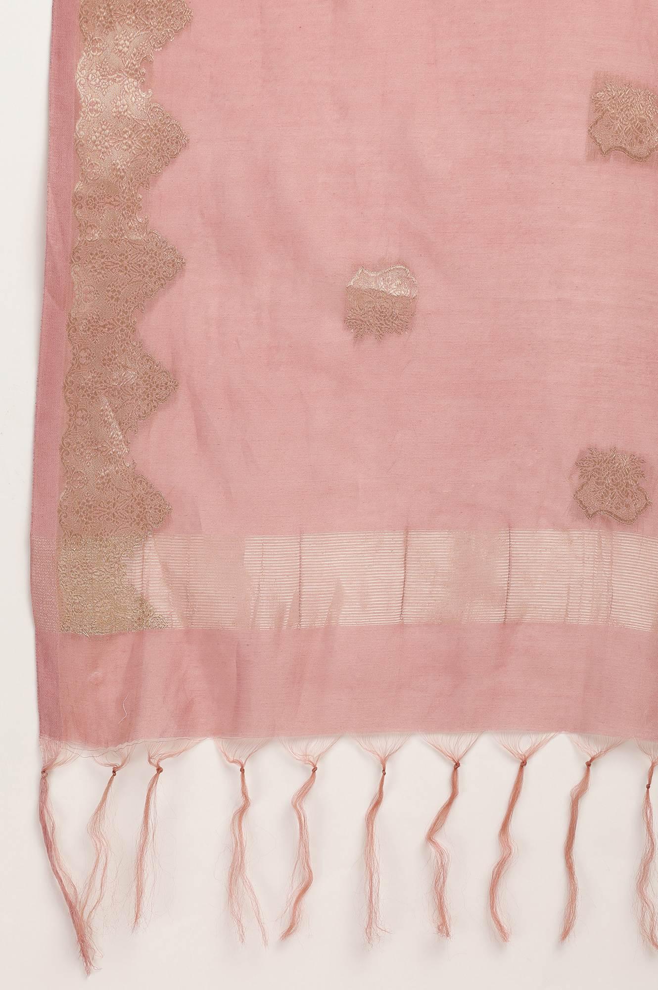 Dusty Pink Cotton Silk Jacquard Drape - wforwoman