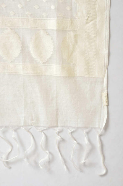 Ecru Tonal Jacquard Drape - wforwoman