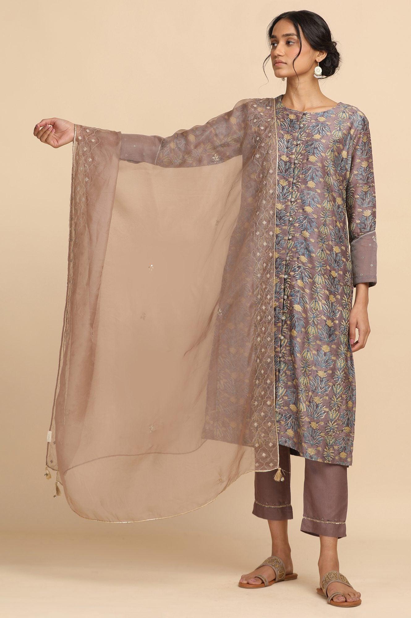 Light Grey Silk Organza Drape - wforwoman