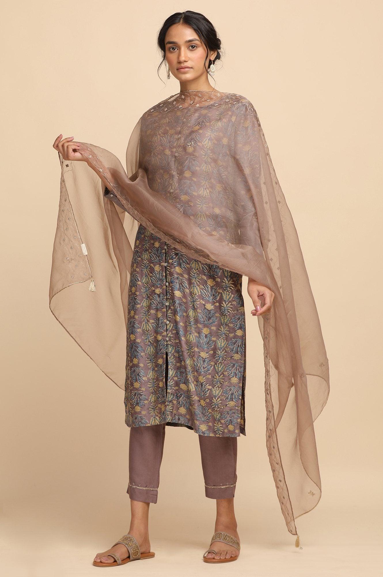 Light Grey Silk Organza Drape - wforwoman