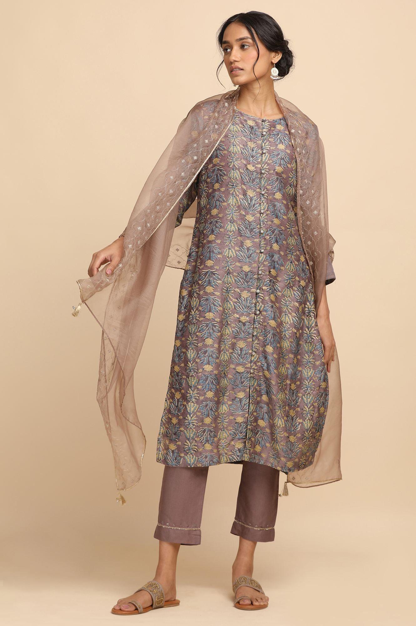 Light Grey Silk Organza Drape - wforwoman